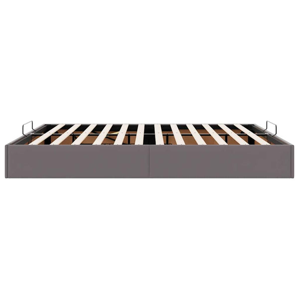 Ottoman Bett Grau 160x200 cm Kunstleder
