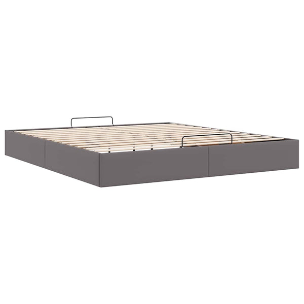 Ottoman Bett Grau 160x200 cm Kunstleder