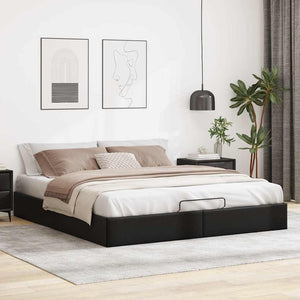 Ottoman Bett Schwarz 180x200 cm Kunstleder