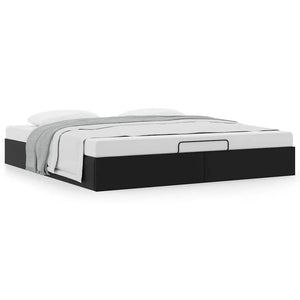 Ottoman Bett Schwarz 180x200 cm Kunstleder