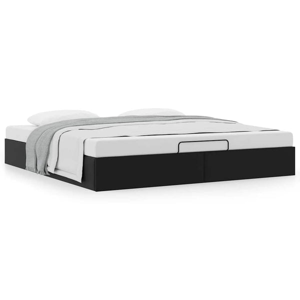 Ottoman Bett Schwarz 180x200 cm Kunstleder