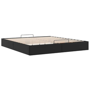 Ottoman Bett Schwarz 180x200 cm Kunstleder