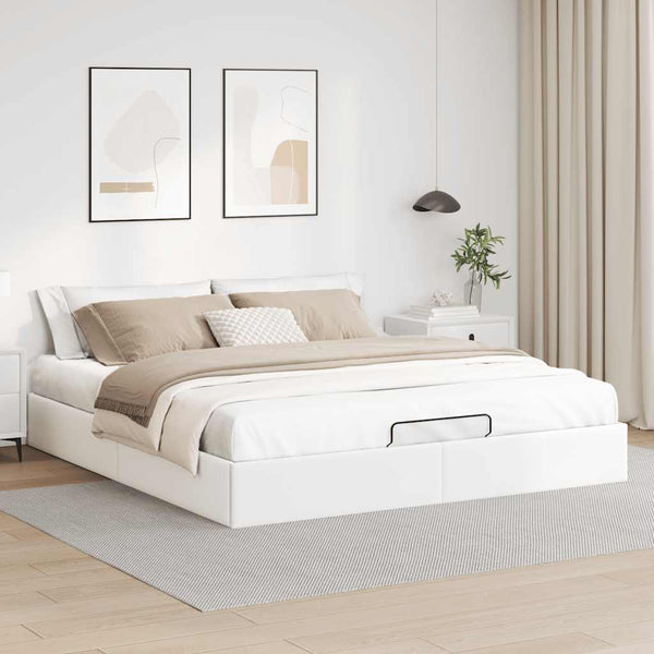 Ottoman Bett Weiß 180x200 cm Kunstleder