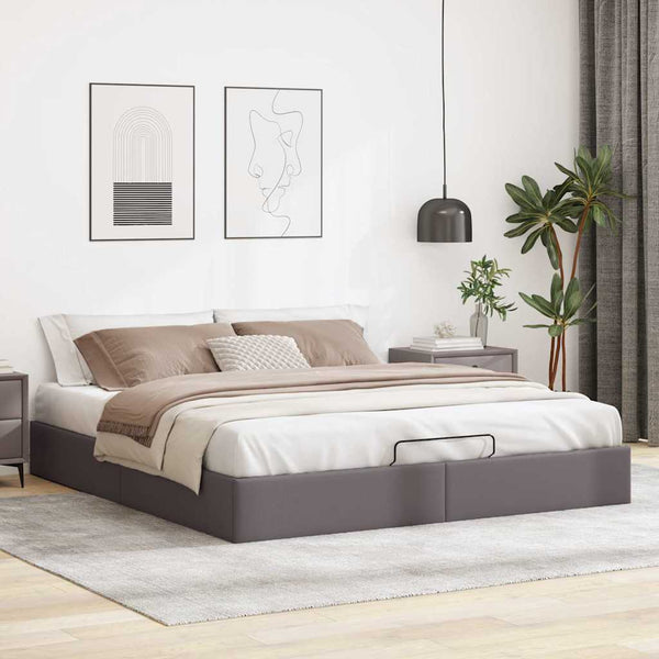 Ottoman Bett 180x200 cm Grau Kunstleder