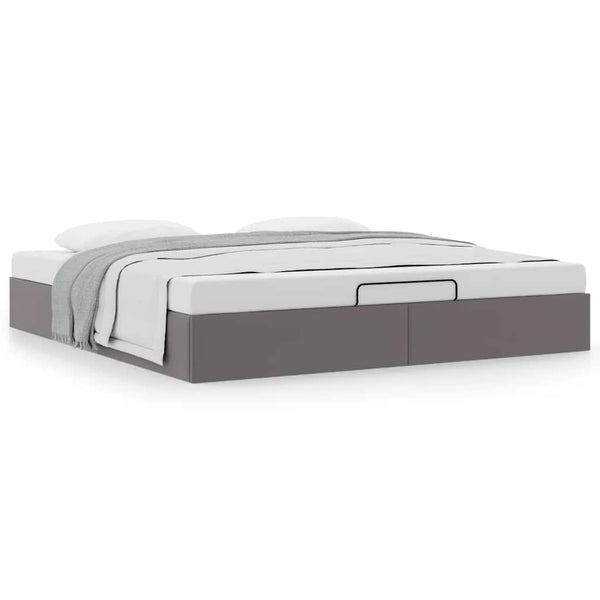 Ottoman Bett 180x200 cm Grau Kunstleder