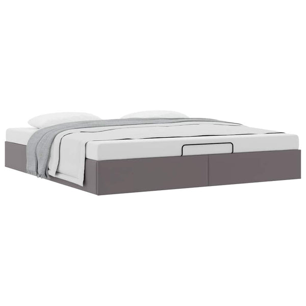 Ottoman Bett 180x200 cm Grau Kunstleder