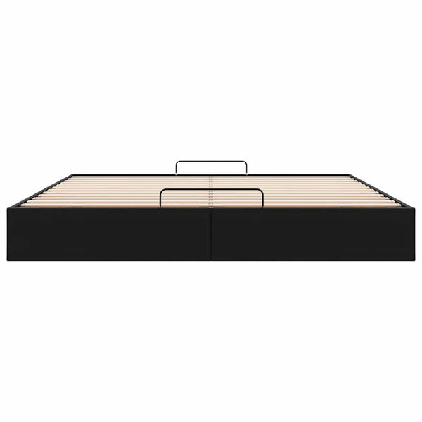 Ottoman Bett 200x200 cm Schwarz Kunstleder