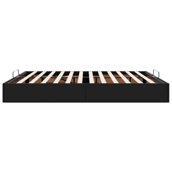Ottoman Bett 200x200 cm Schwarz Kunstleder