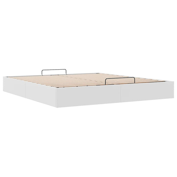 Ottoman Bett Weiß 200x200 cm Kunstleder