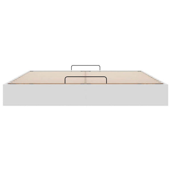 Ottoman Bett Weiß 200x200 cm Kunstleder