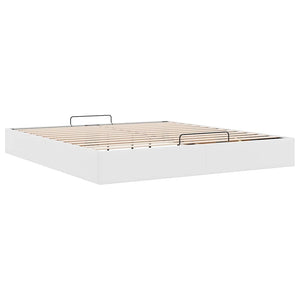 Ottoman Bett Weiß 200x200 cm Kunstleder