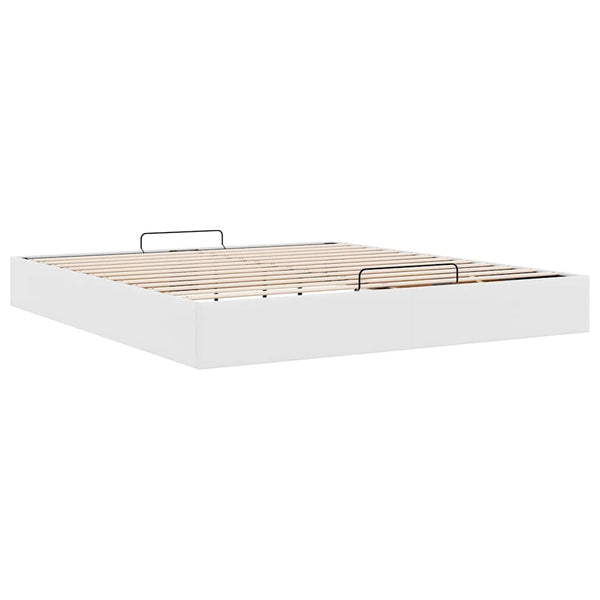 Ottoman Bett Weiß 200x200 cm Kunstleder