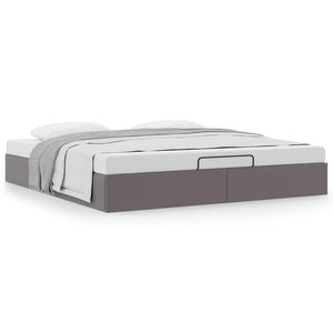 Ottoman Bett Grau 200x200 cm Kunstleder