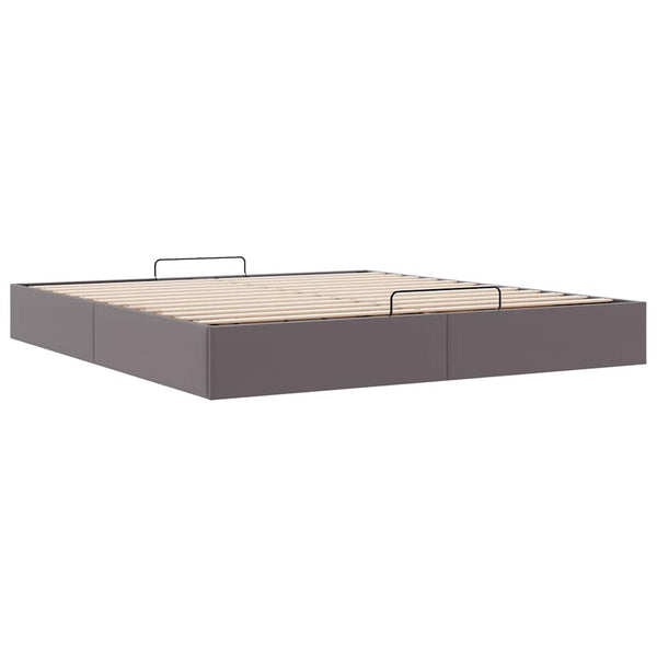 Ottoman Bett Grau 200x200 cm Kunstleder