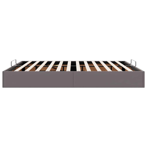 Ottoman Bett Grau 200x200 cm Kunstleder