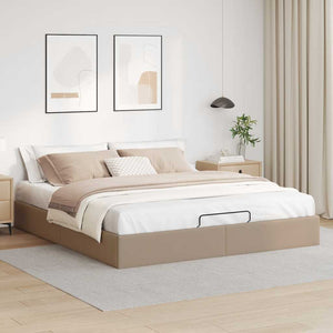 Ottoman Bett Cappuccino Kunstleder 200x200 cm