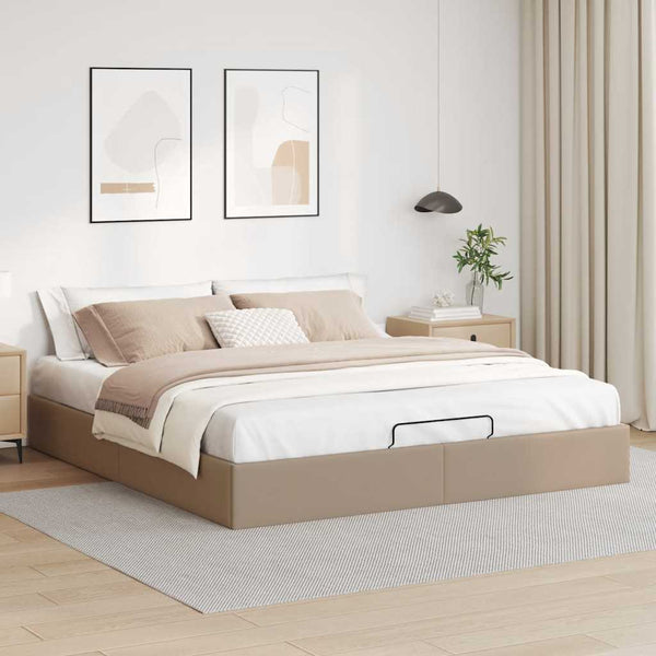 Ottoman Bett Cappuccino Kunstleder 200x200 cm