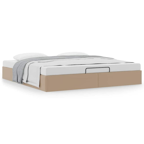 Ottoman Bett Cappuccino Kunstleder 200x200 cm