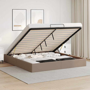 Ottoman Bett Cappuccino Kunstleder 200x200 cm