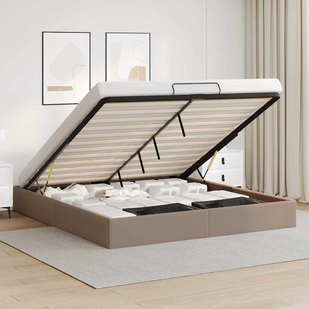 Ottoman Bett Cappuccino Kunstleder 200x200 cm