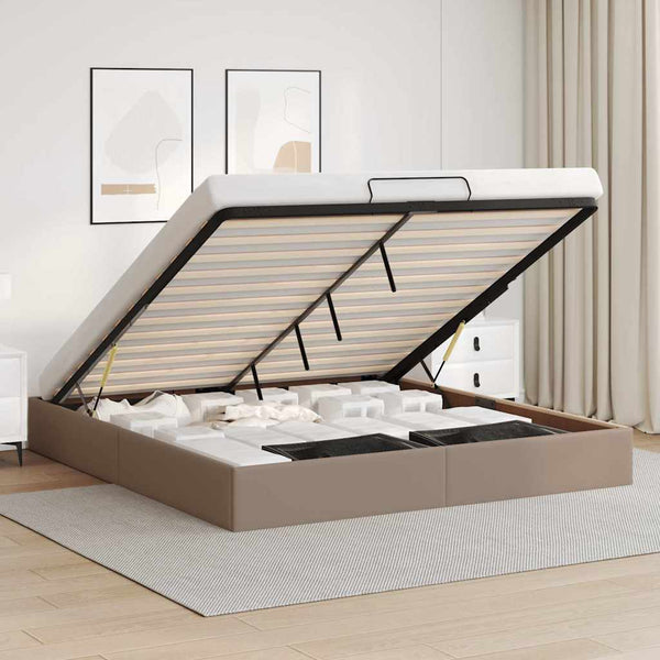 Ottoman Bett Cappuccino Kunstleder 200x200 cm