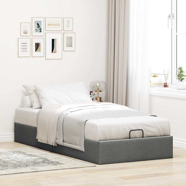 Ottoman Bett Dunkelgrau 90x190 cm