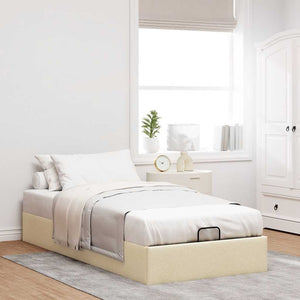 Ottoman Bett Creme 90x190 cm Stoff