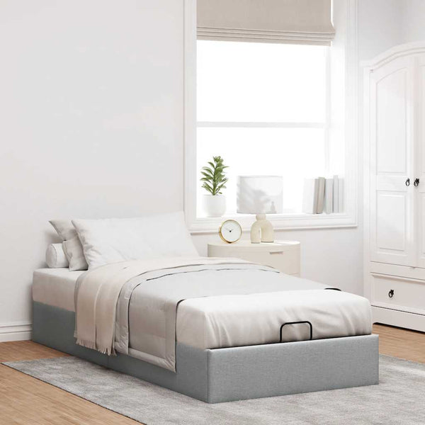 Ottomanbett Hellgrau 90x200 cm