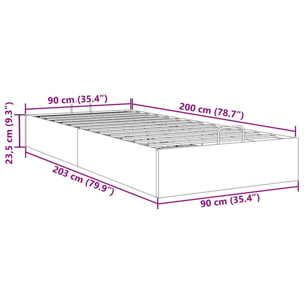 Ottomanbett Hellgrau 90x200 cm