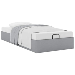 Ottoman Bett 100x200 cm Hellgrau Stoff