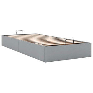 Ottoman Bett 100x200 cm Hellgrau Stoff