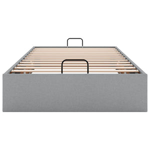 Ottoman Bett 100x200 cm Hellgrau Stoff