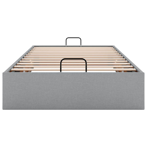 Ottoman Bett 100x200 cm Hellgrau Stoff
