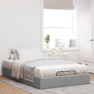 Ottoman Bett 120x190 cm Hellgrau Stoff