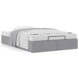 Ottoman Bett 120x190 cm Hellgrau Stoff