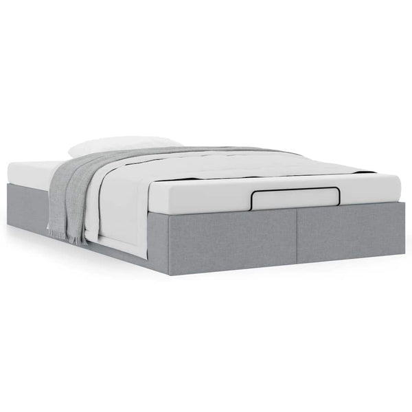 Ottoman Bett 120x190 cm Hellgrau Stoff