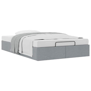 Ottoman Bett 120x190 cm Hellgrau Stoff