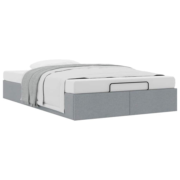 Ottoman Bett 120x190 cm Hellgrau Stoff