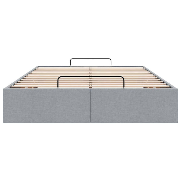 Ottoman Bett 120x190 cm Hellgrau Stoff