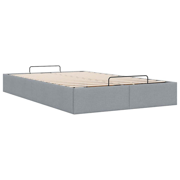 Ottoman Bett 120x190 cm Hellgrau Stoff