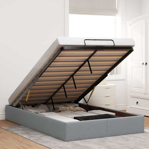 Ottoman Bett 120x190 cm Hellgrau Stoff