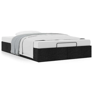 Ottoman Bett 120x190 cm Schwarz Stoff