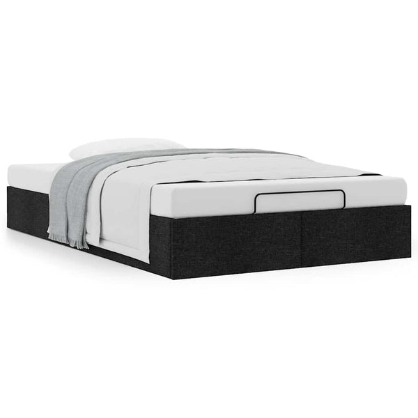 Ottoman Bett 120x190 cm Schwarz Stoff