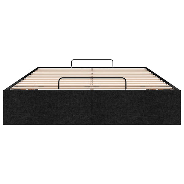 Ottoman Bett 120x190 cm Schwarz Stoff