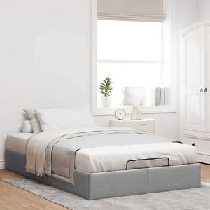 Ottoman Bett 120x200 cm Hellgrau Stoff