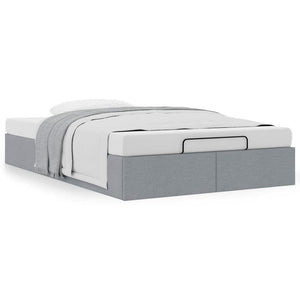Ottoman Bett 120x200 cm Hellgrau Stoff