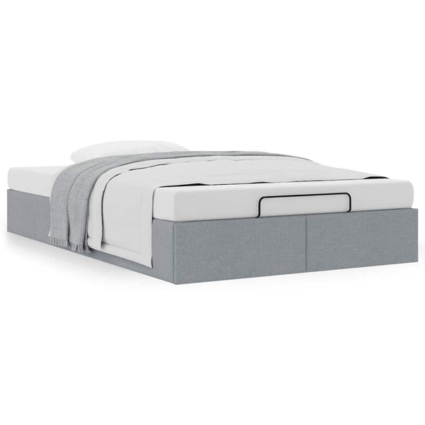 Ottoman Bett 120x200 cm Hellgrau Stoff