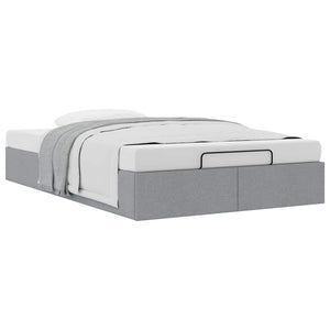 Ottoman Bett 120x200 cm Hellgrau Stoff
