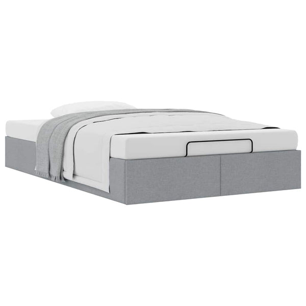 Ottoman Bett 120x200 cm Hellgrau Stoff