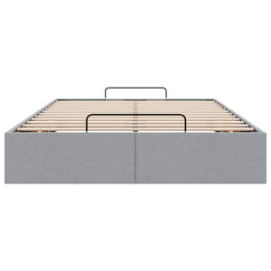 Ottoman Bett 120x200 cm Hellgrau Stoff